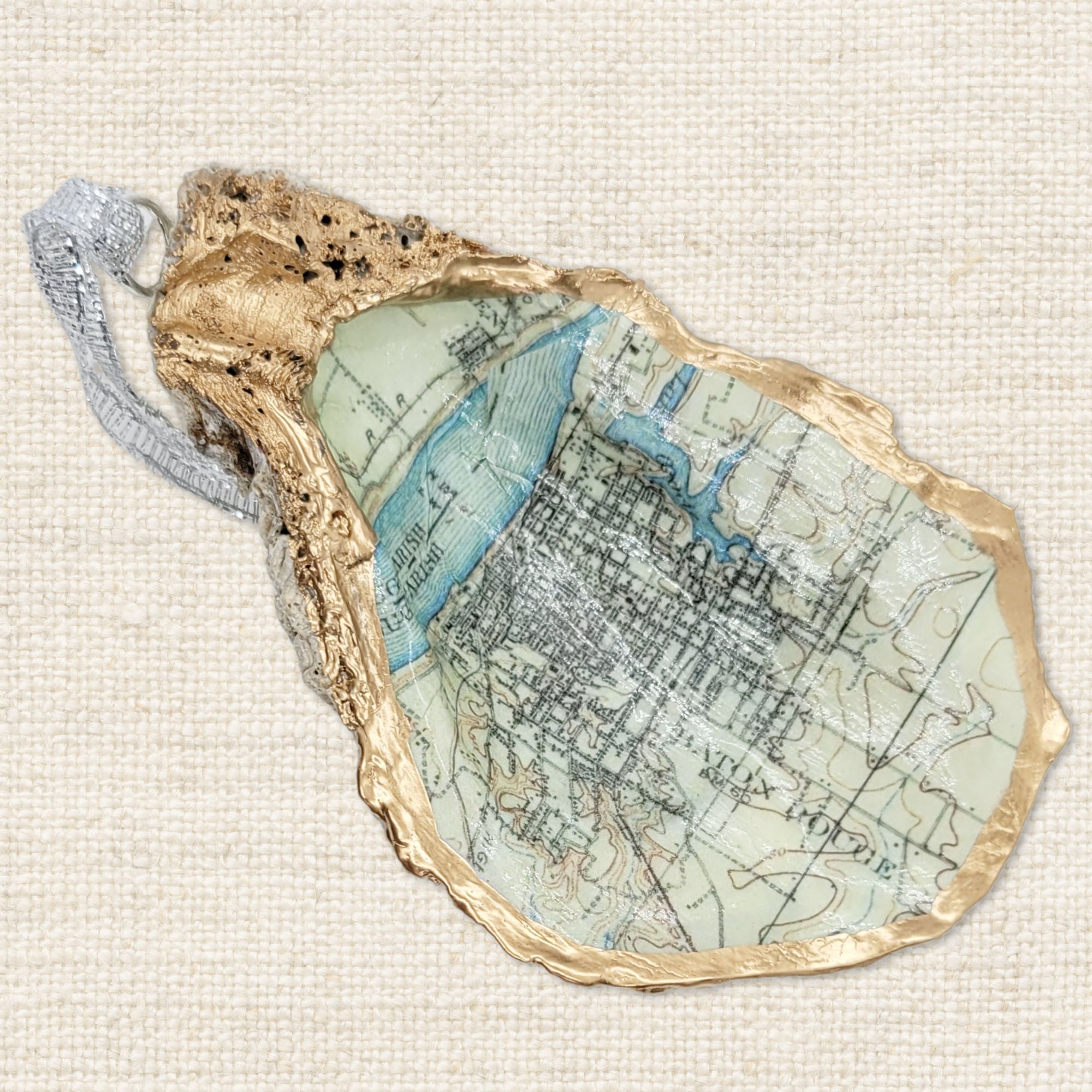 Baton Rouge Map Ornament • Oyster Shell