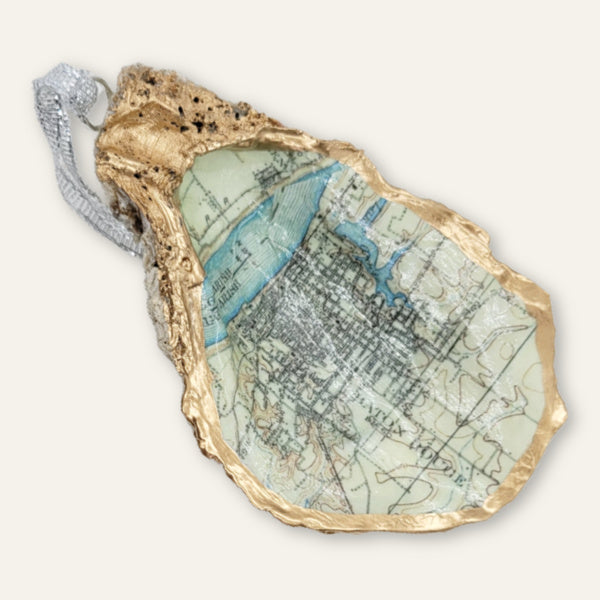 Baton Rouge Map Ornament • Oyster Shell