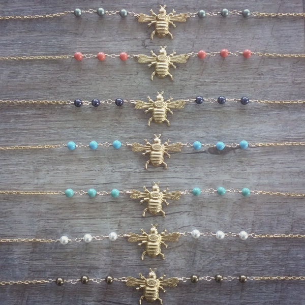 Baby Bee Necklace • Choice of Pearl