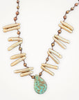Biwa + Turquoise • Freshwater Pearl Necklace
