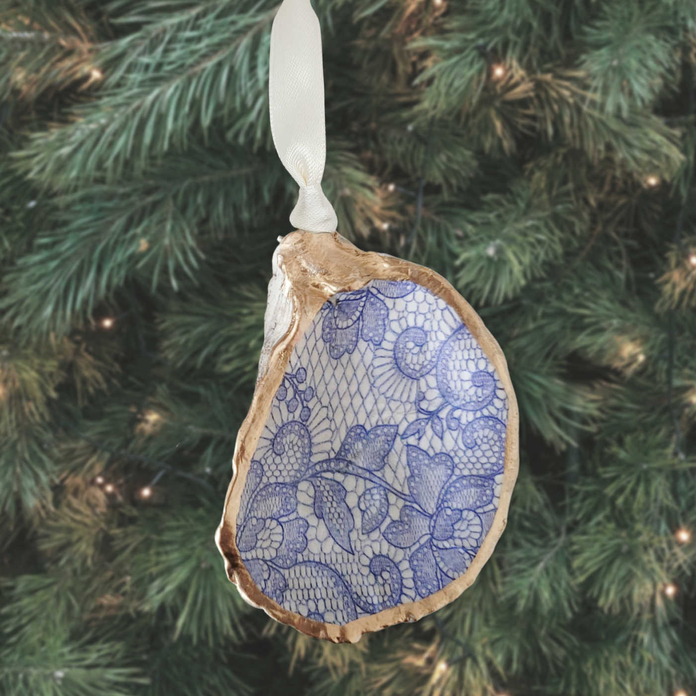 Blue Lace Ornament • Oyster Shell