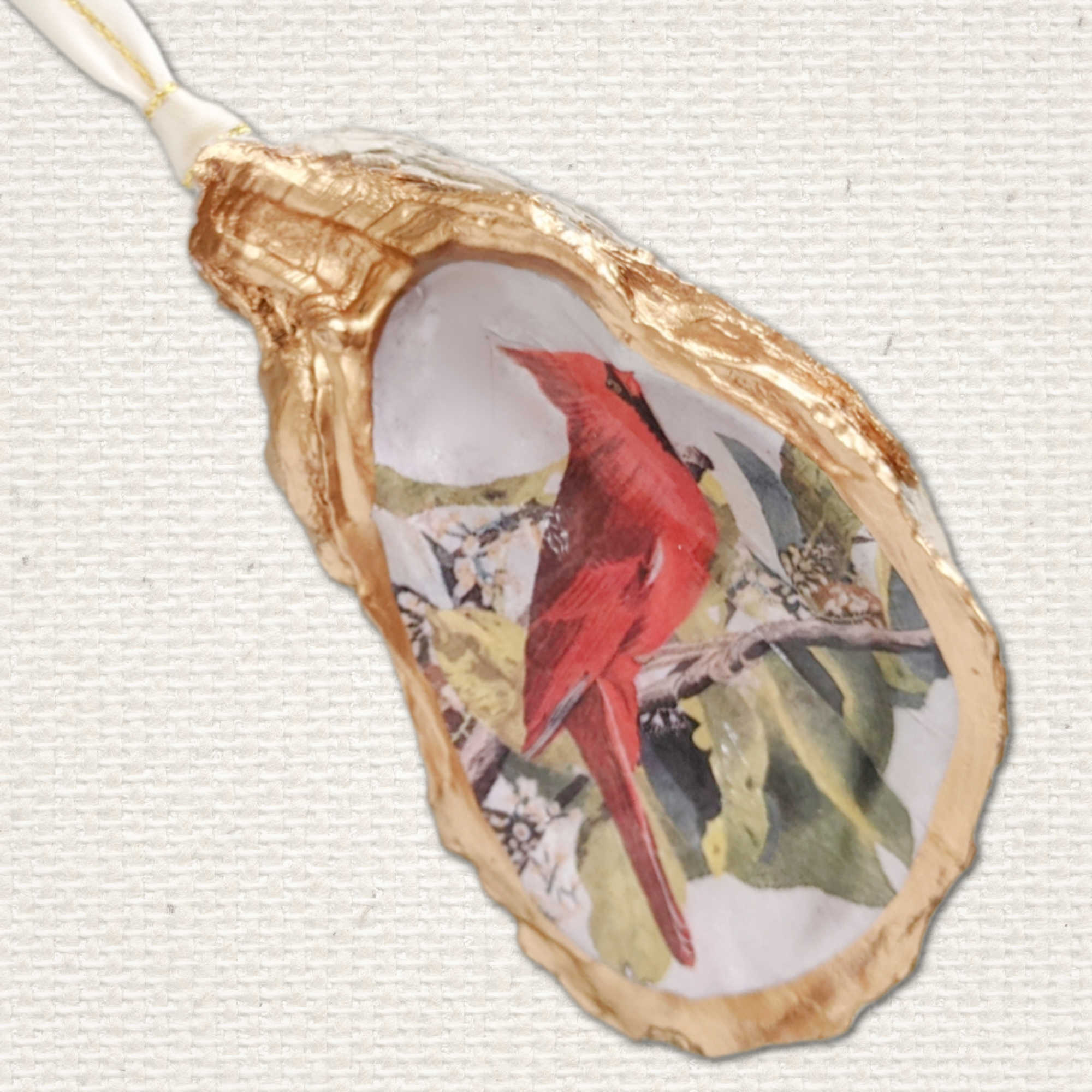 Red Cardinal Ornament • Oyster Shell