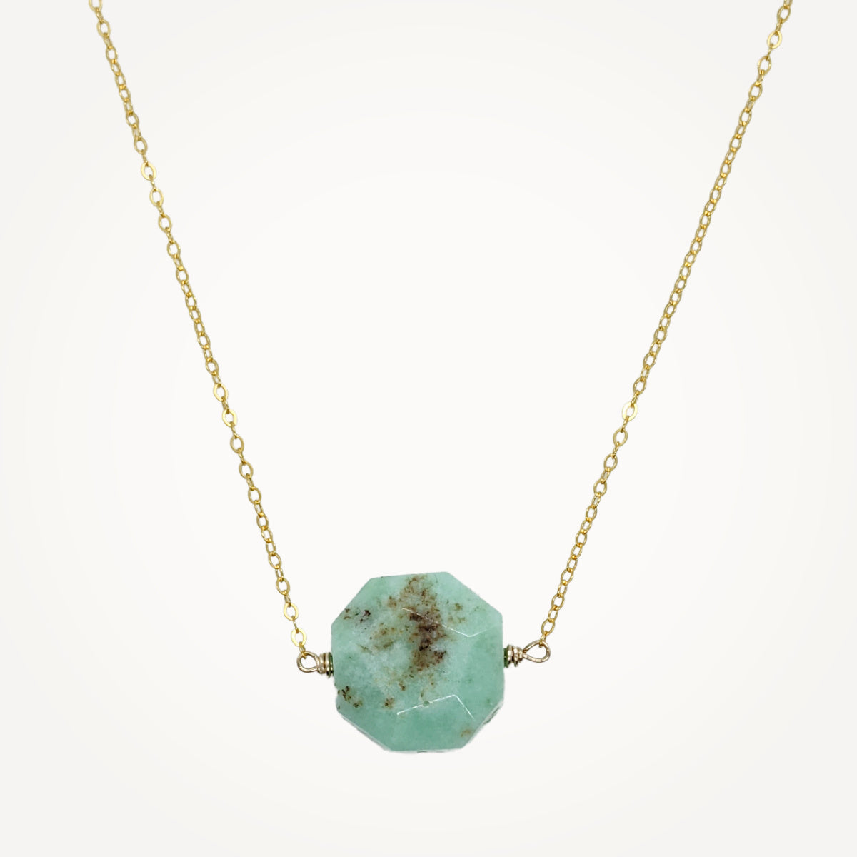 Gold + Delicate • Octagon Necklace in Green