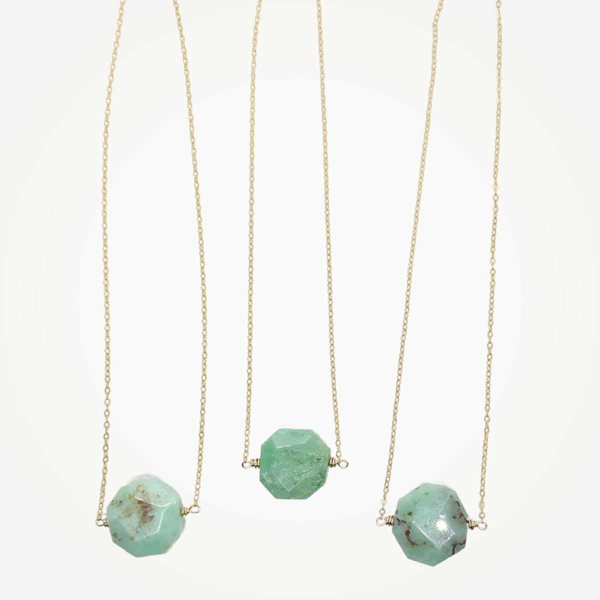 Gold + Delicate • Octagon Necklace in Green