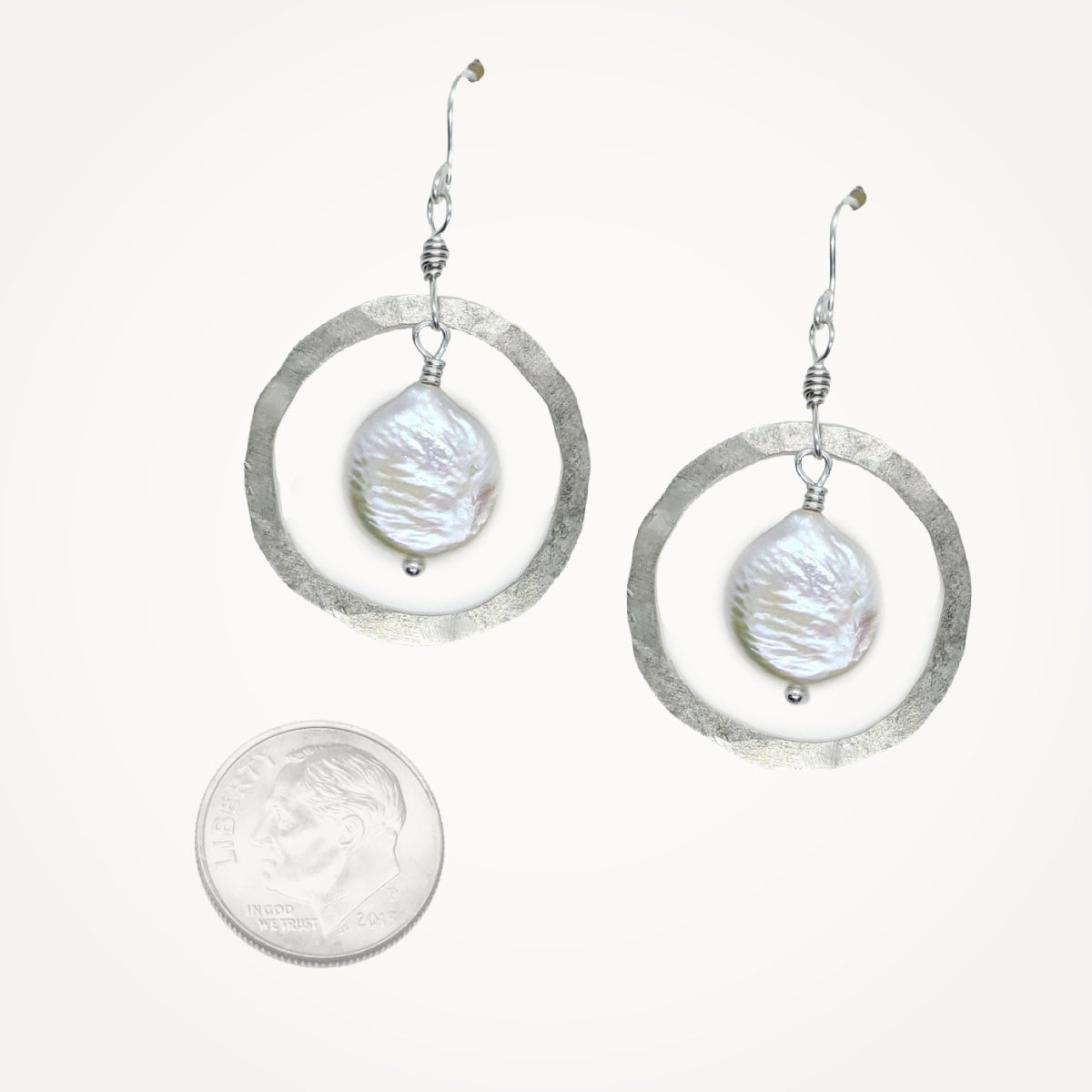 Organic Hoop Earrings • Choice of Coin Pearl