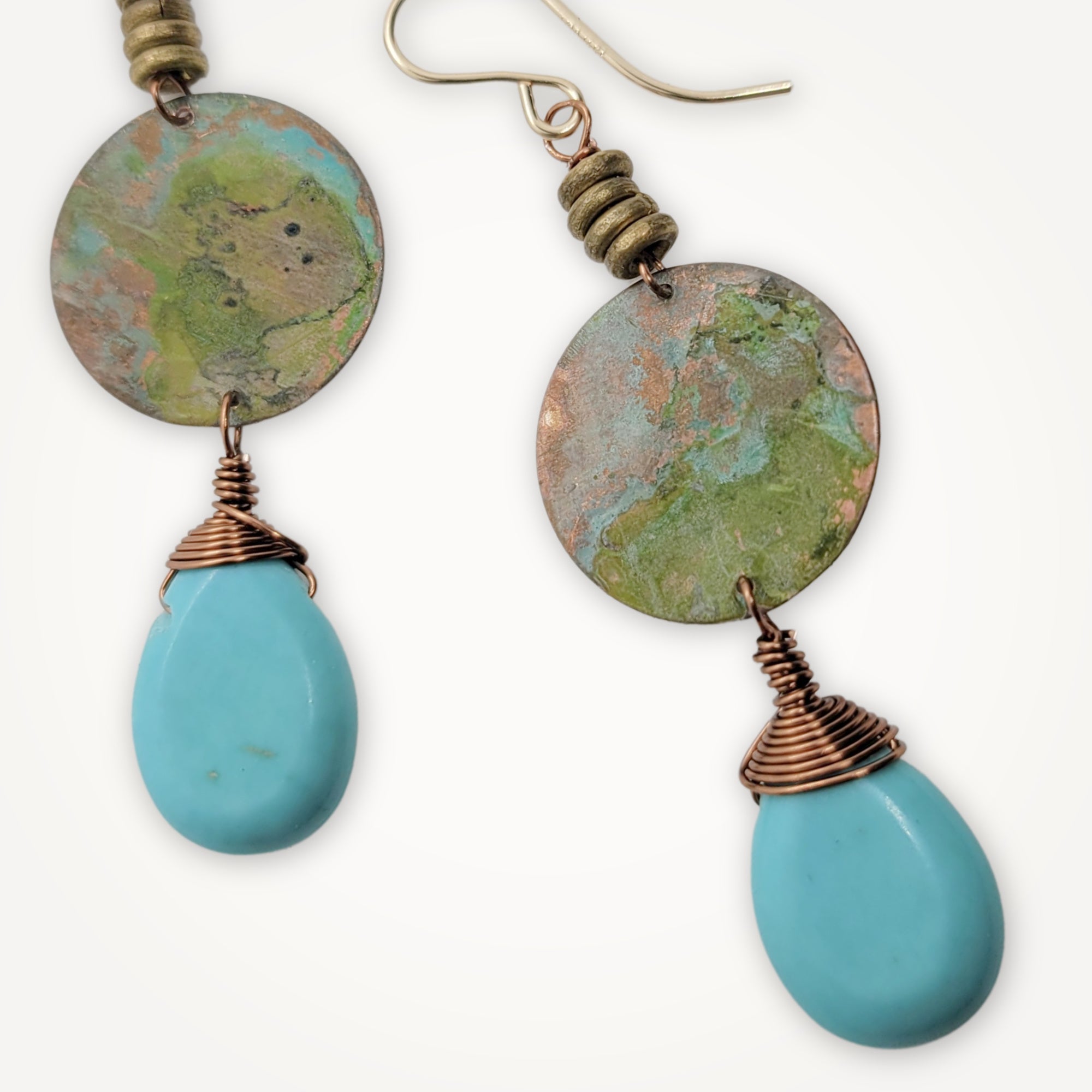 Charming Copper Earrings • Turquoise