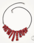 Leather Cord Coral Necklace