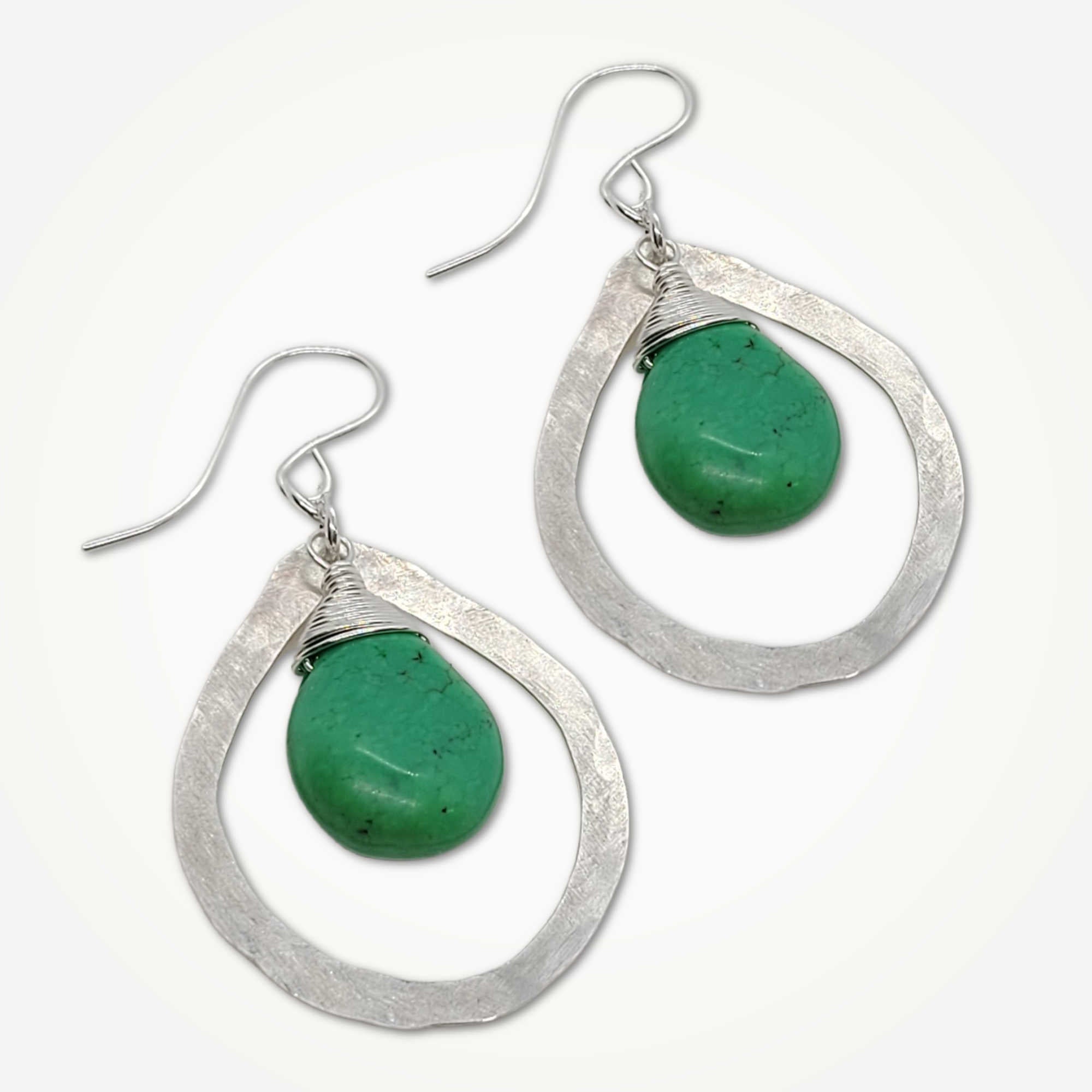 Organic Teardrop Earrings • Green Turquoise
