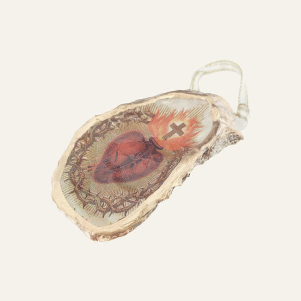 Sacred Heart Ornament • Oyster Shell