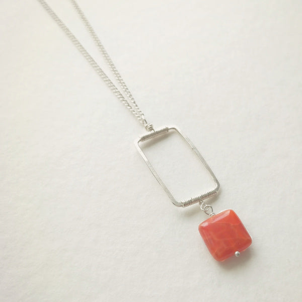 Vertical Frame Necklace • Fire Agate