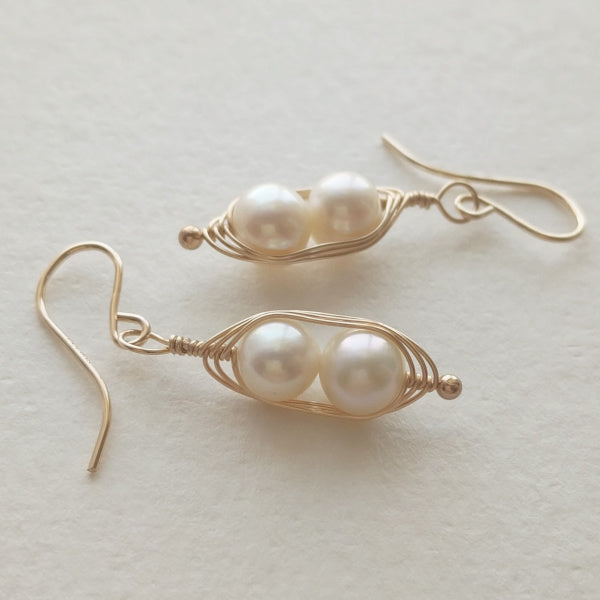 Gold Peapod Earrings • Two Peas