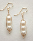 Gold Peapod Earrings • Three Peas