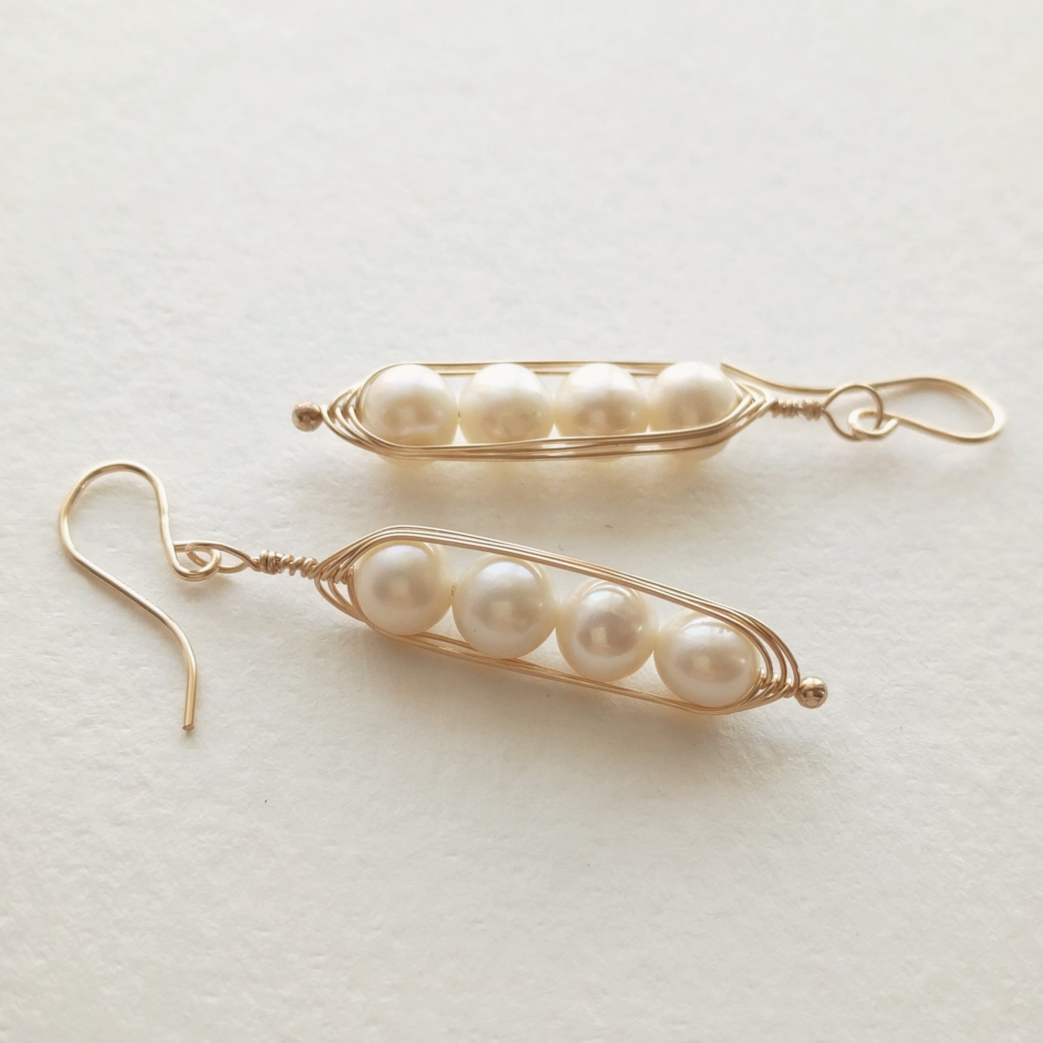 Gold Peapod Earrings • Four Peas
