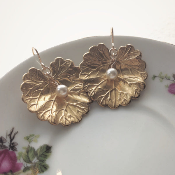Water Lily Earrings • Pearl