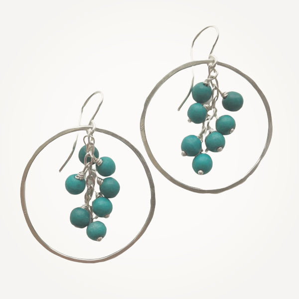 Cluster Hoop Earrings • Green Turquoise