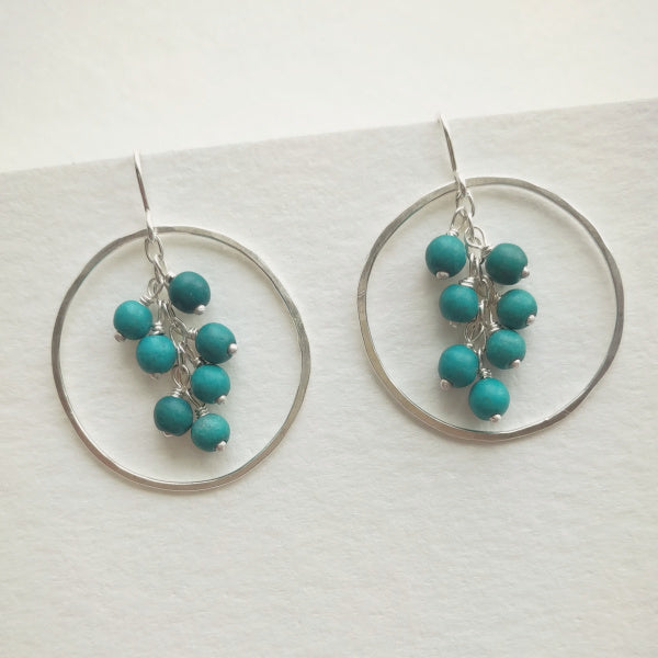 Cluster Hoop Earrings • Green Turquoise