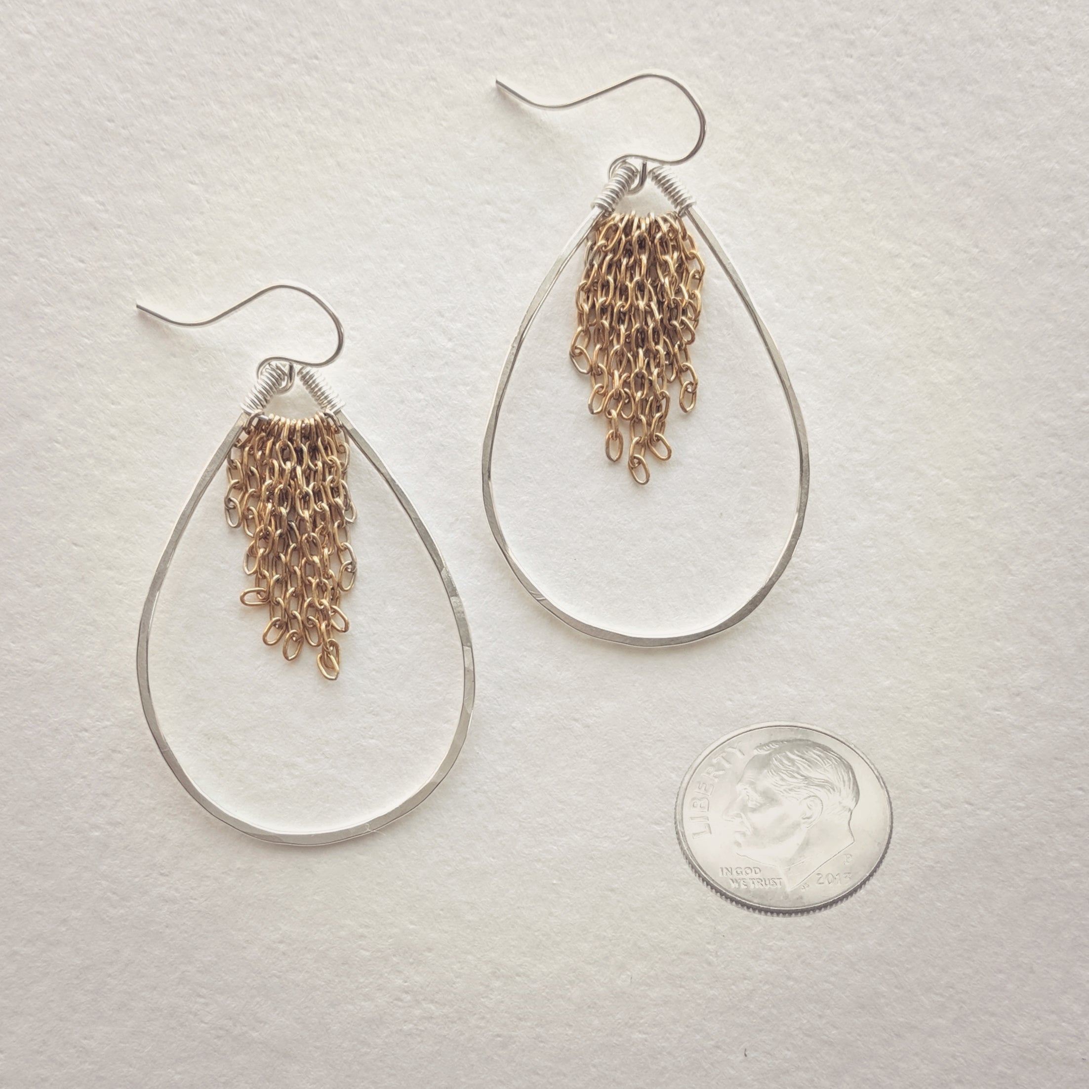 Leonne Teardrop Earrings • Silver Gold Mix