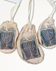 Hanukkah Menorah Ornament • Oyster Shell