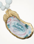 Merry Christmas Oyster Shell • Wine Bottle Charm or Napkin Ring