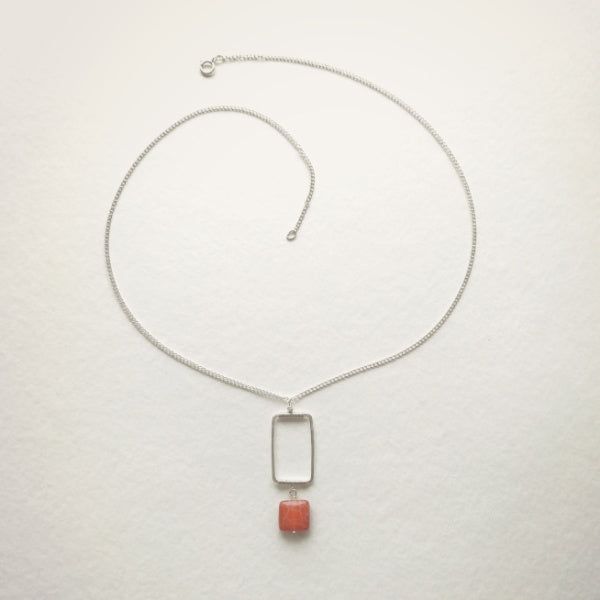 Vertical Frame Necklace • Fire Agate