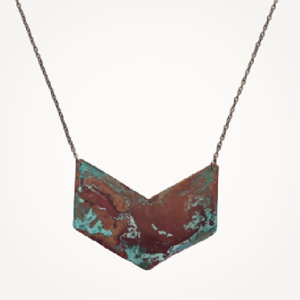 Patina Chevron Necklace Large • Copper