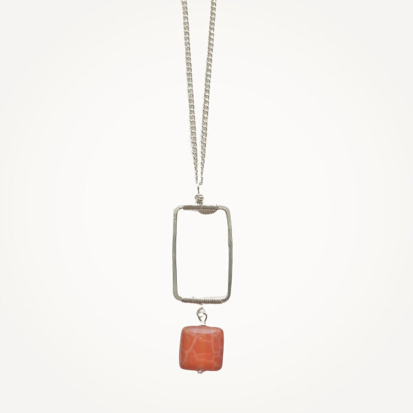 Vertical Frame Necklace • Fire Agate