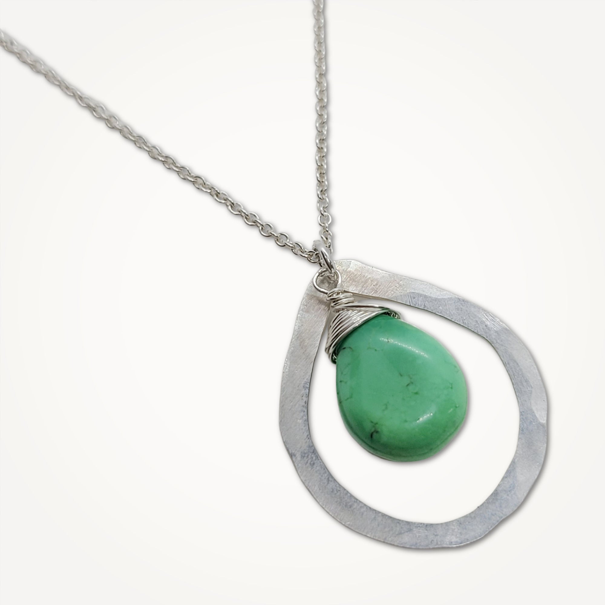 Organic Teardrop Necklace • Green Turquoise