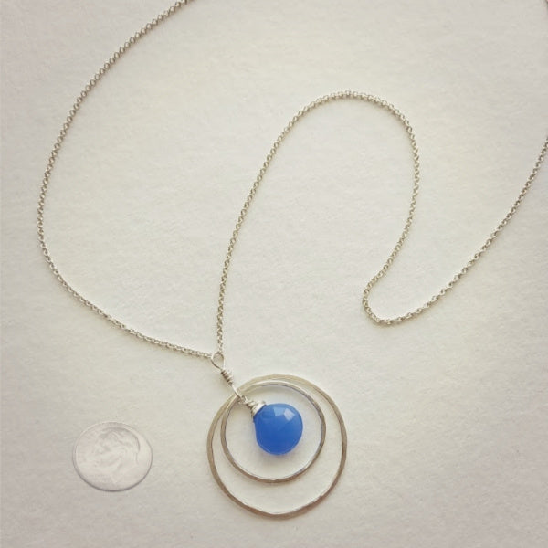 Orbit Hoop Necklace • Iris Blue Chalcedony