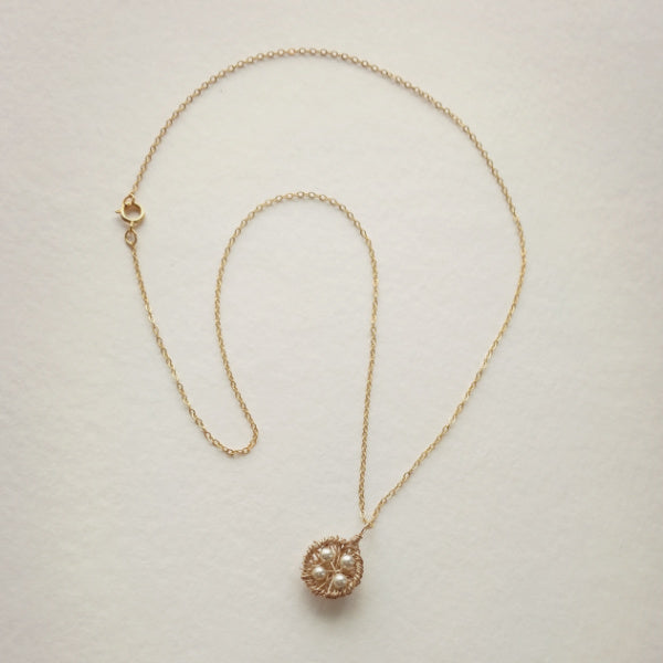 Gold Nest Necklace • Choice of Pearls