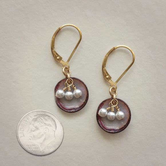 Oyster Earrings • Gold Enamel