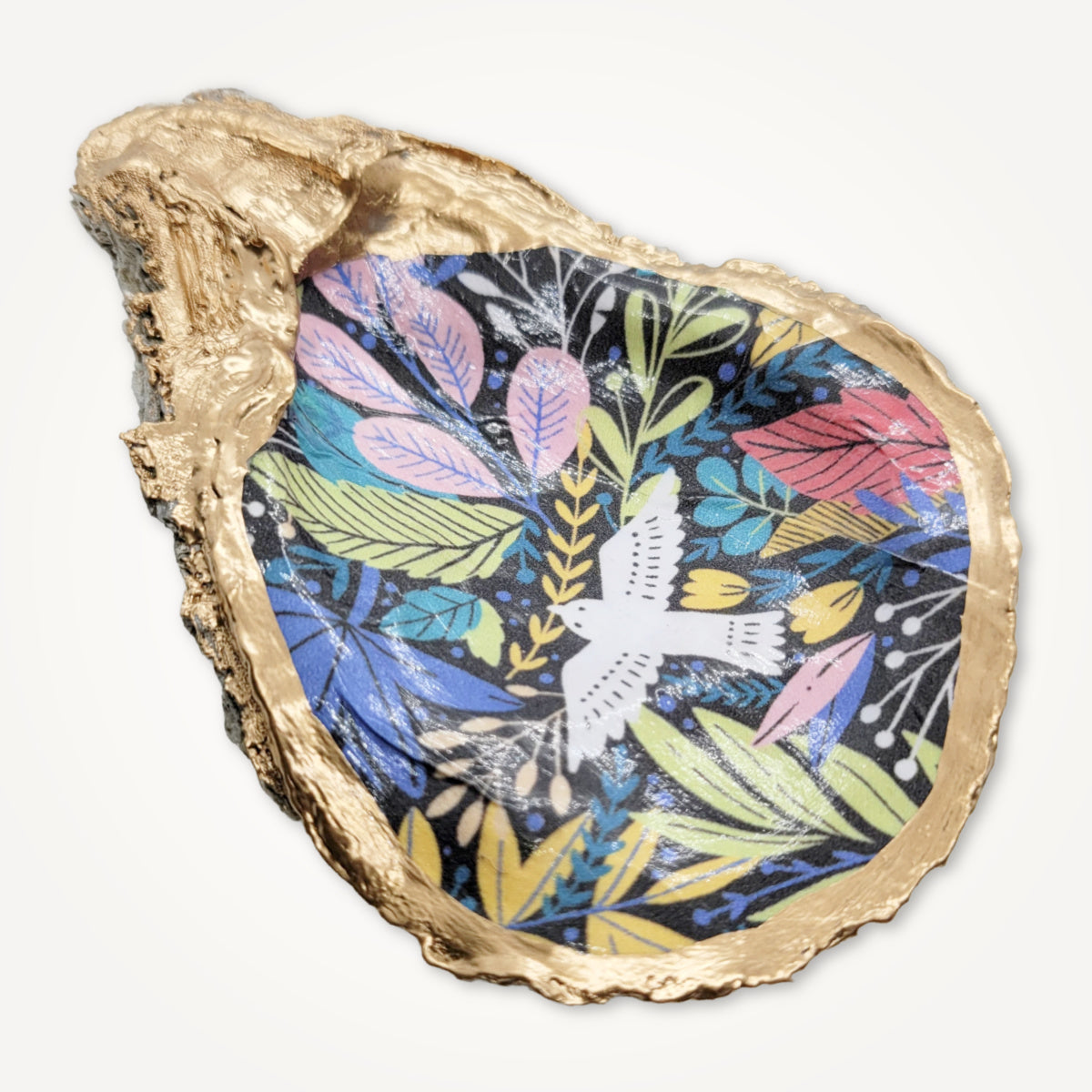 Joyful Jungle Pedestal Ring Dish • Oyster Shell