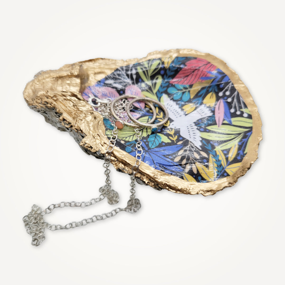 Joyful Jungle Pedestal Ring Dish • Oyster Shell