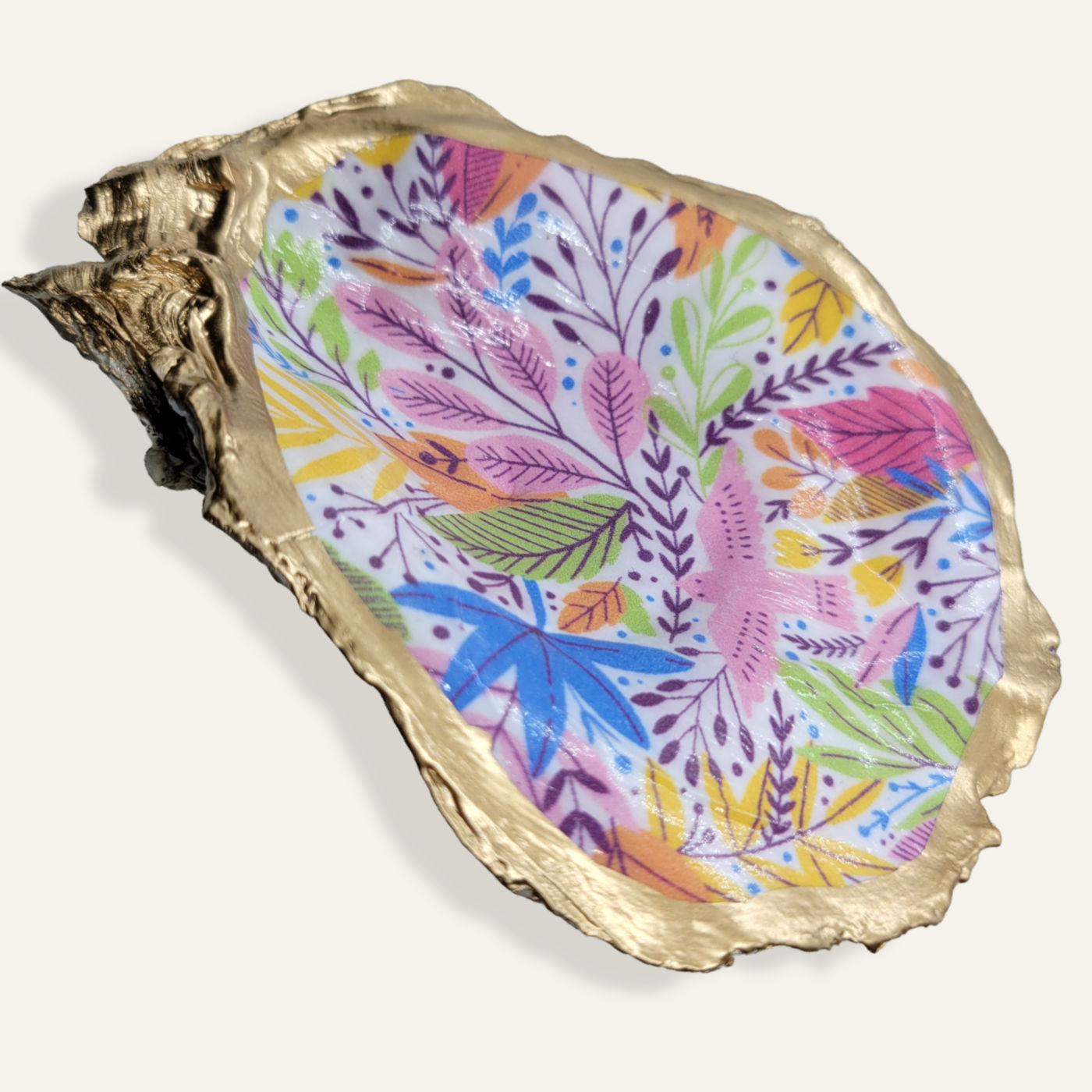 Joyful Jungle Pedestal Ring Dish • Oyster Shell