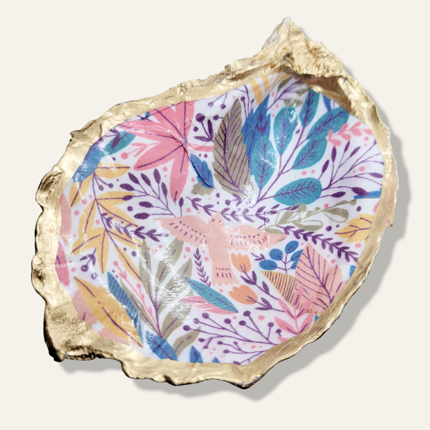 Joyful Jungle Pedestal Ring Dish • Oyster Shell