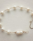 Wire Wrap Gold Peapod Bracelet • 1,2,3 or 4 pearls