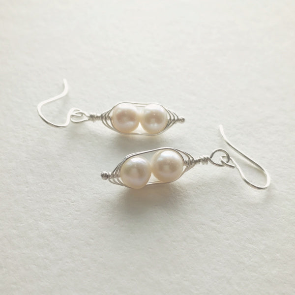 Silver Peapod Earrings • Two Peas