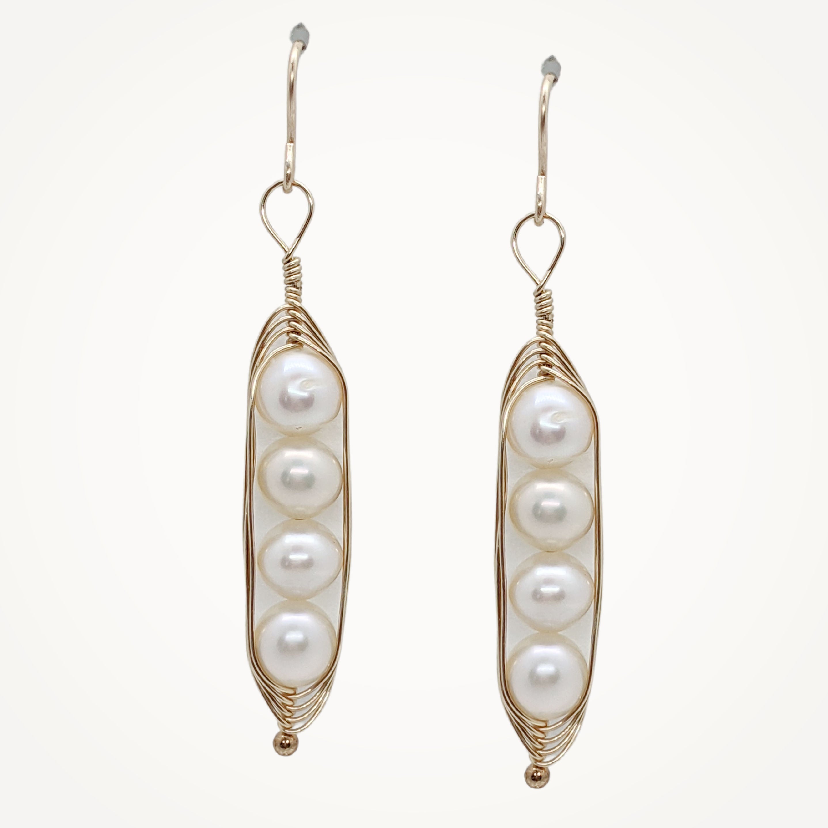 Gold Peapod Earrings • Four Peas
