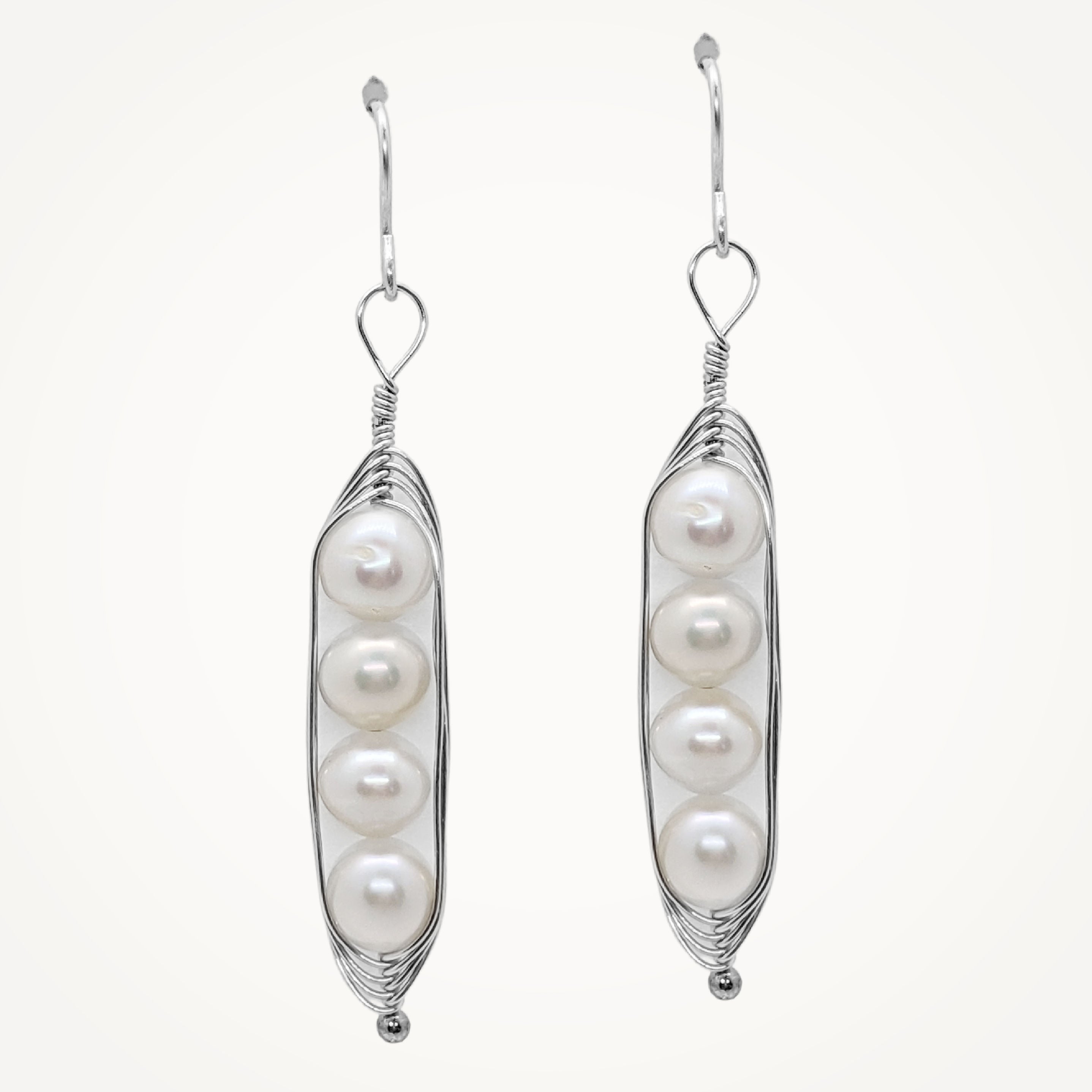 Silver Peapod Earrings • Four Peas