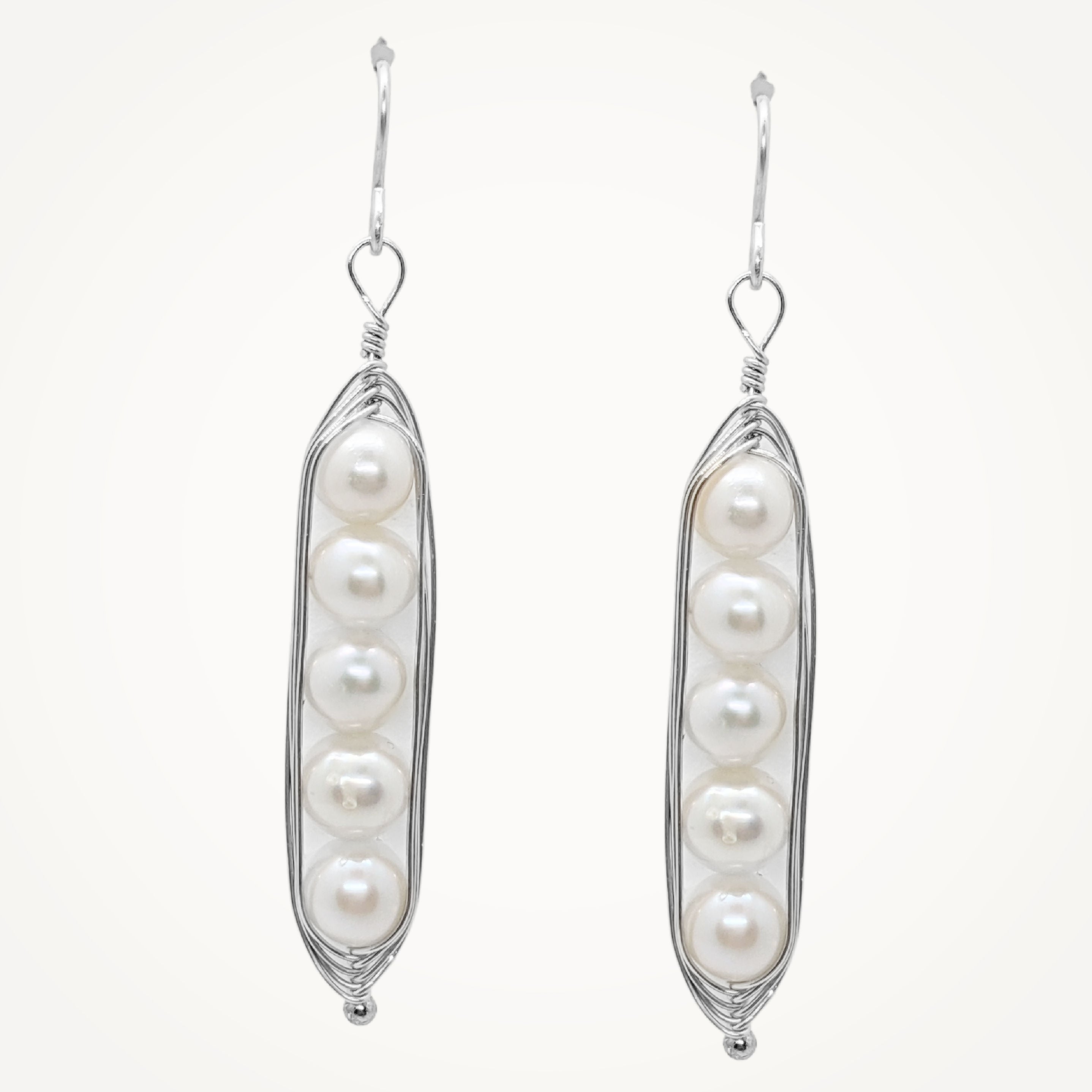 Silver Peapod Earrings • Five Peas