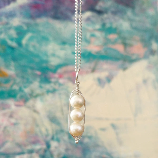 Silver Peapod Necklace • Your Choice of Peas