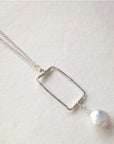 Vertical Frame Necklace • Coin Pearl