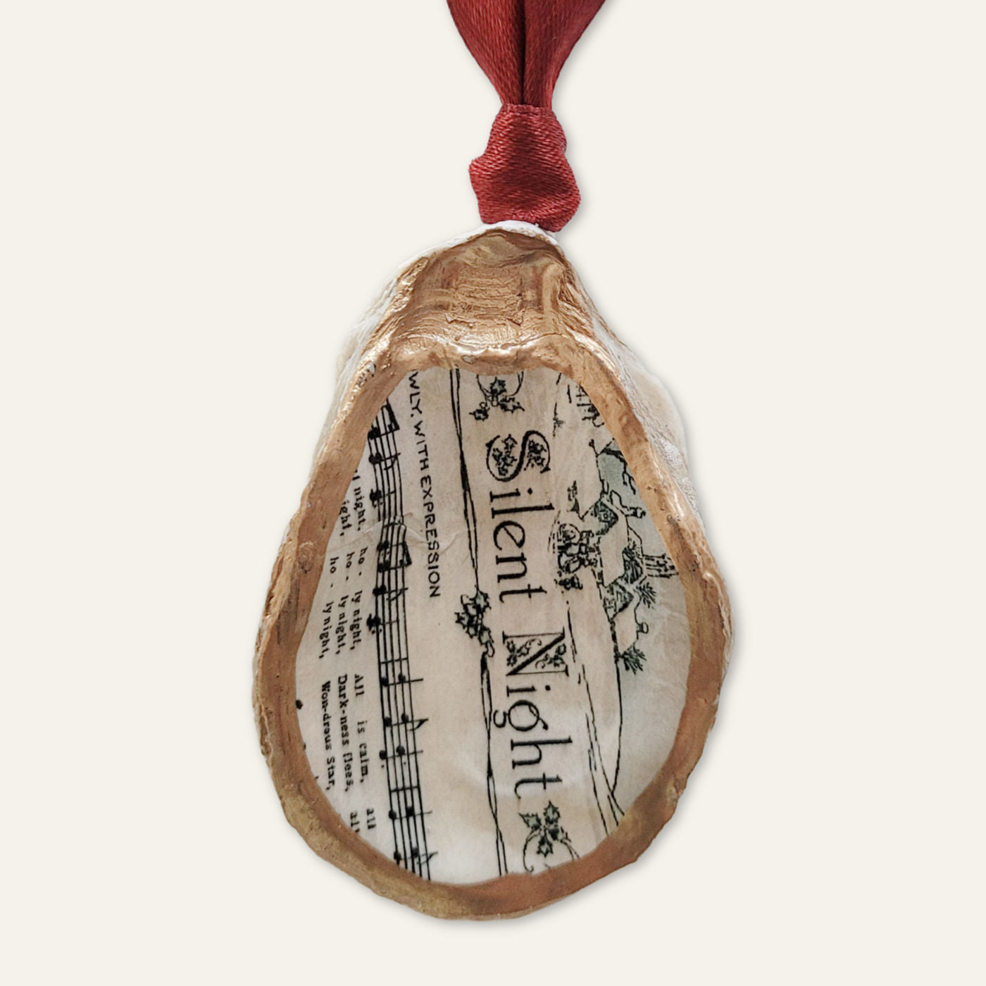 Silent Night Christmas Ornament • Oyster Shell