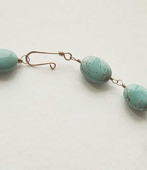 Turquoise Citrine Bronze Wire Wrap Necklace