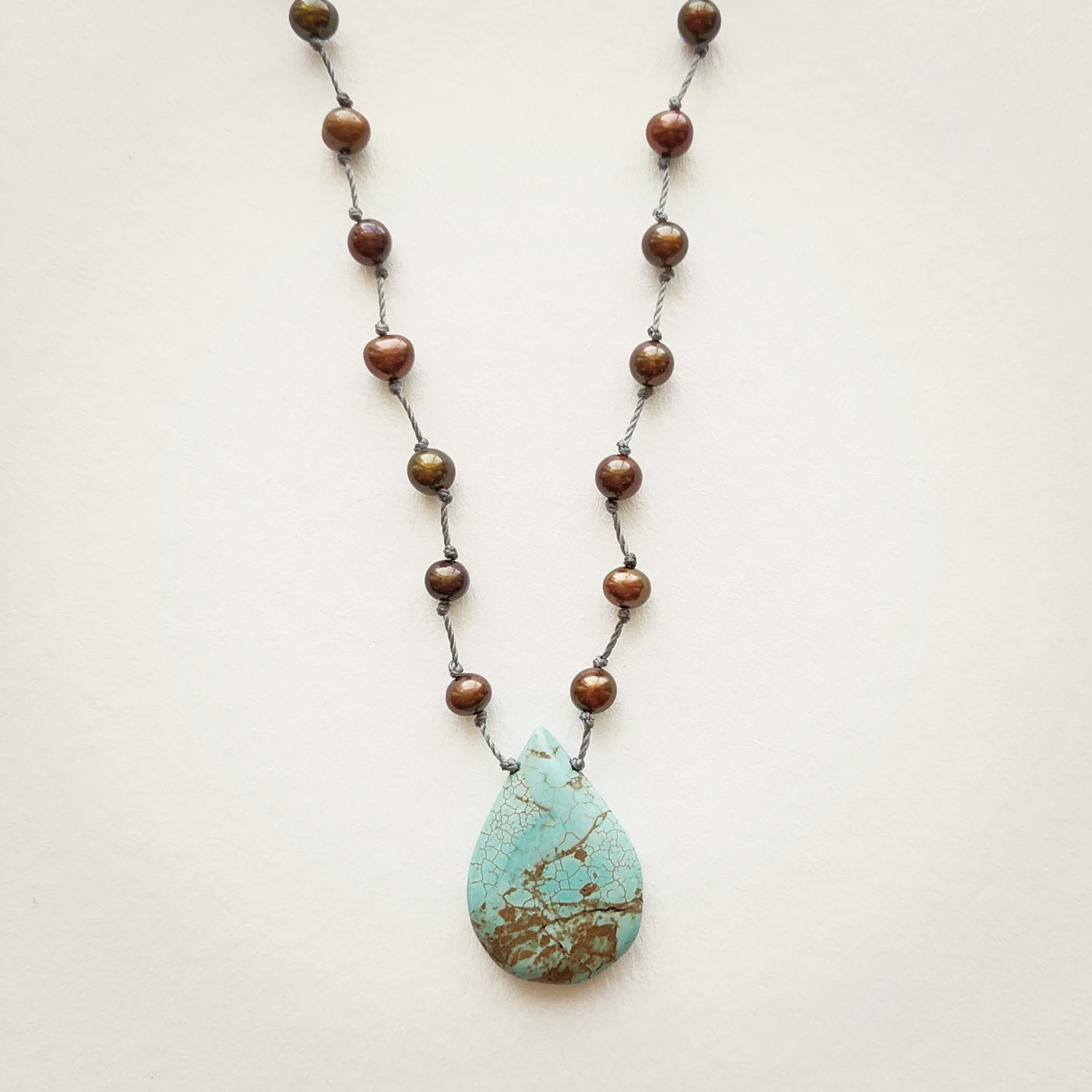 Umber Necklace • Pearl &amp; Turquoise