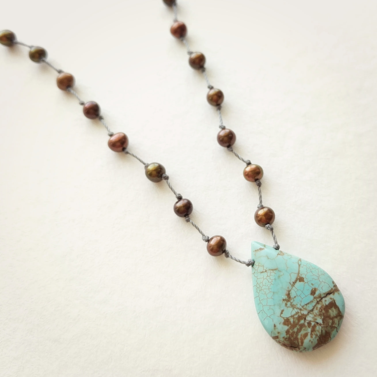 Umber Necklace • Pearl &amp; Turquoise
